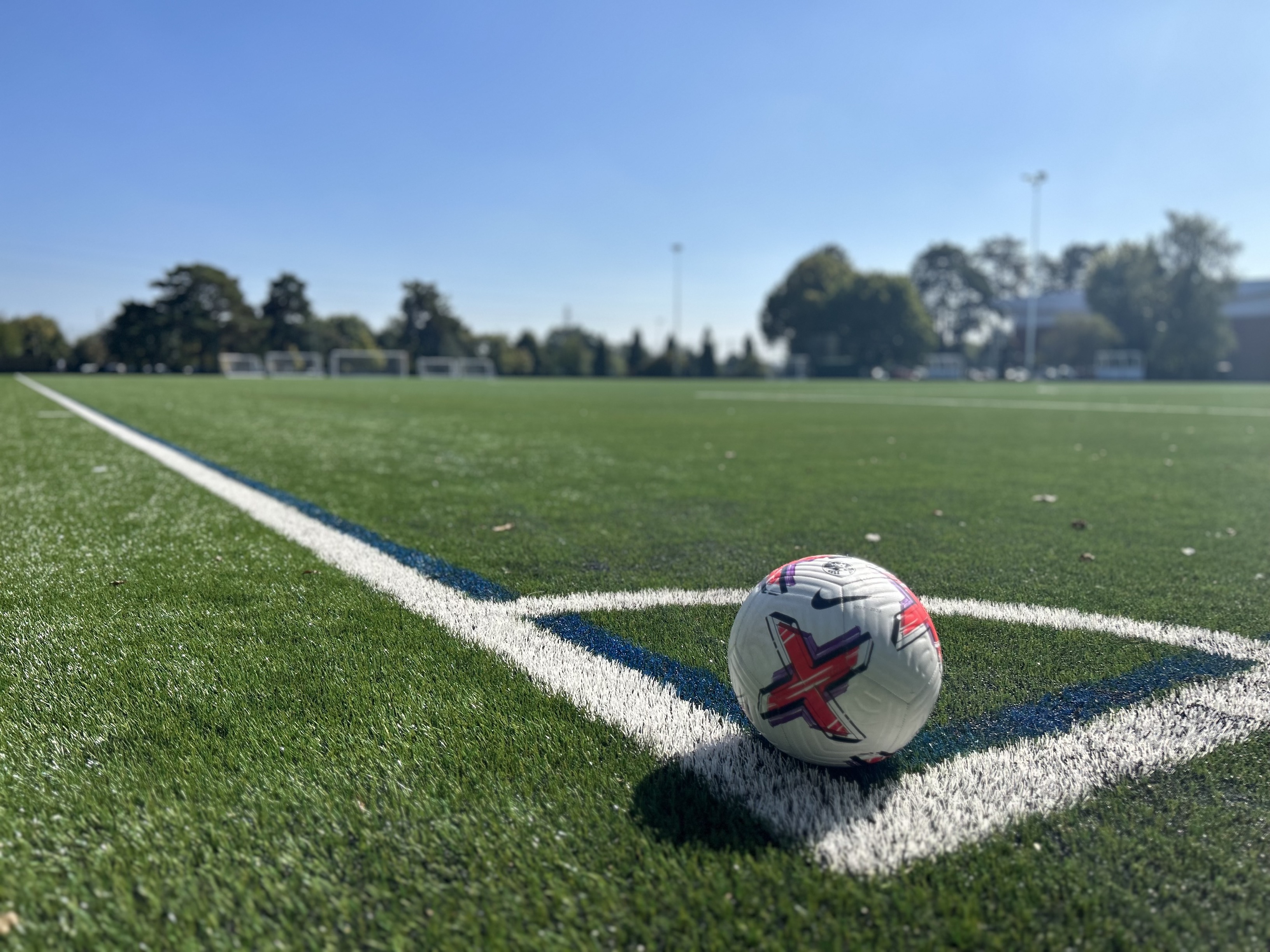 Photo of a football on the John Bateman 3G astroturf at St John's Campus