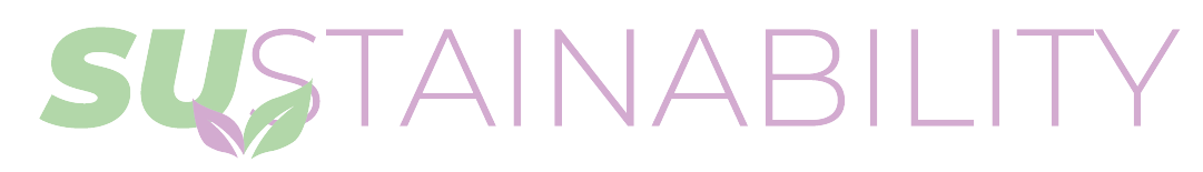 Purple and green SU Sustainability logo. The SU in Sustainability is green, italic, and bold.